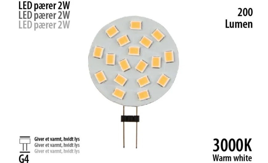 LED-stiftpære 2 W G4 - 1 stk.
