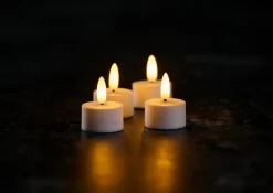 LED-telys m/3D flamme 4 stk.