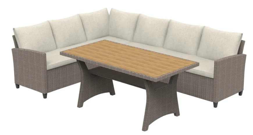 Loungesett Boise 3 deler teak/natur - Sunlife®