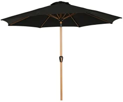 Markedsparasoll Stockholm Ø300 cm svart/teak - Sunlife®