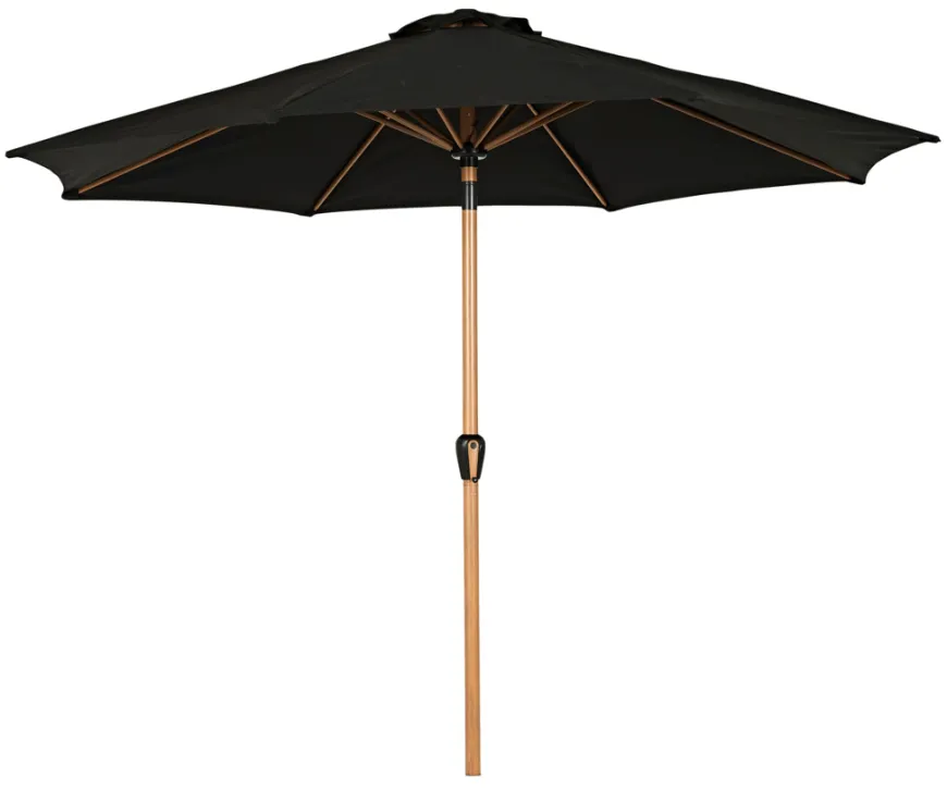 Markedsparasoll Stockholm Ø300 cm svart/teak - Sunlife®