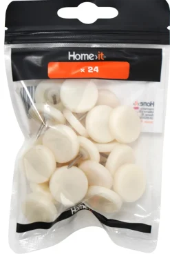 Møbelknotter Ø25 mm hvit plast 24 stk.