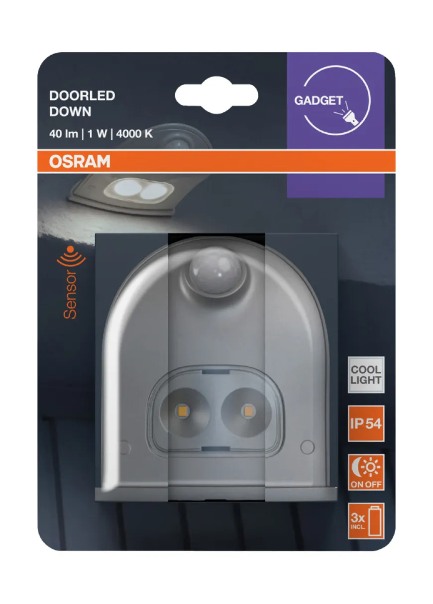 Osram DoorLED sensorlampe sølv batteri