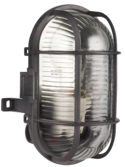 Oval vegglampe grå