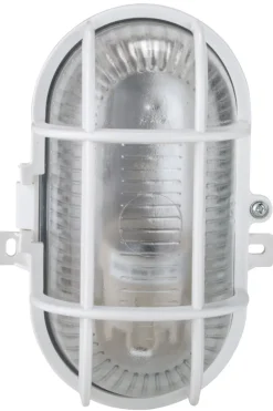 Oval vegglampe hvit