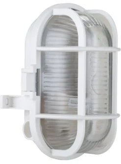 Oval vegglampe hvit