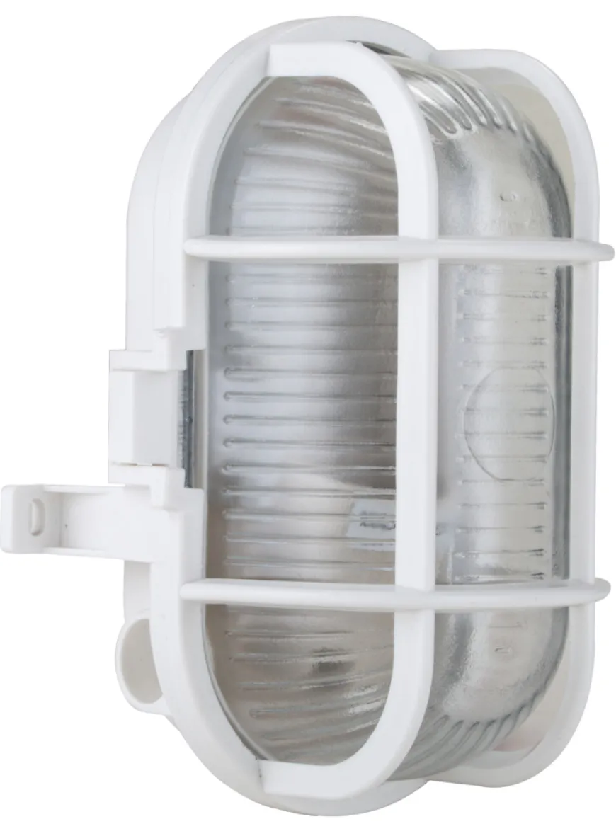 Oval vegglampe hvit