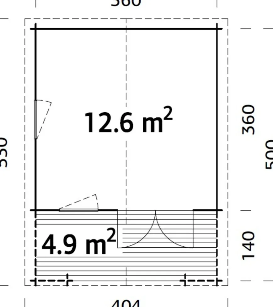 Palmako hytte Kristian 12,6 m² 360 x 360 cm