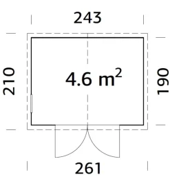 Palmako redskapsbod Aksel 1 - 4,6 m² 243 x 190 cm
