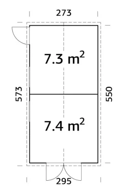 Palmako redskapsbod Aksel 4 - 14,7 m² 273 x 550 cm