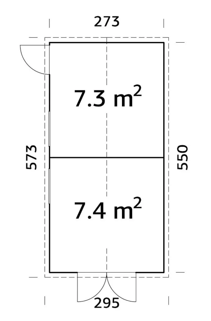 Palmako redskapsbod Aksel 4 - 14,7 m² 273 x 550 cm