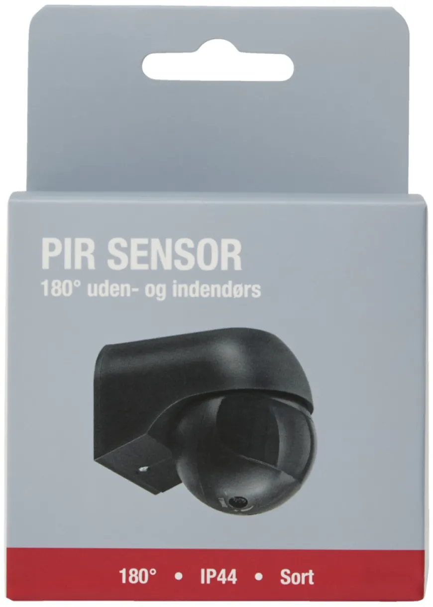 PIR-sensor 180° innendørs/utendørs svart – Elworks