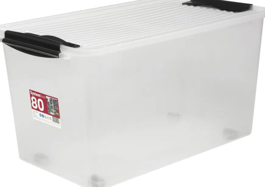 Plast1 oppbevaringsboks m/lokk klar - SystemBox 80