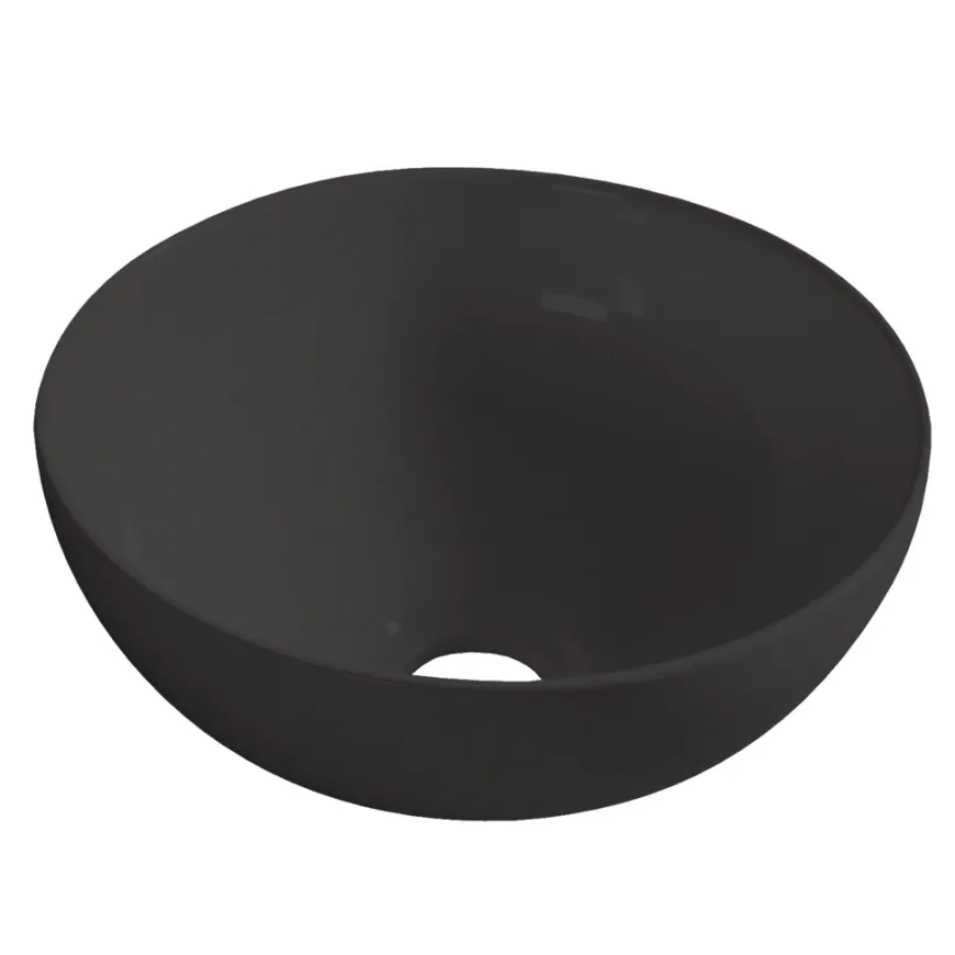 Rund servant i porselen frittstående/toppmontert svart Ø40 cm