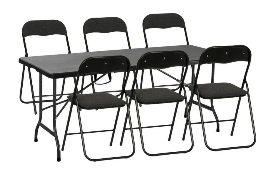 Sammenleggbart bord metall/plast 180 x 75 cm svart
