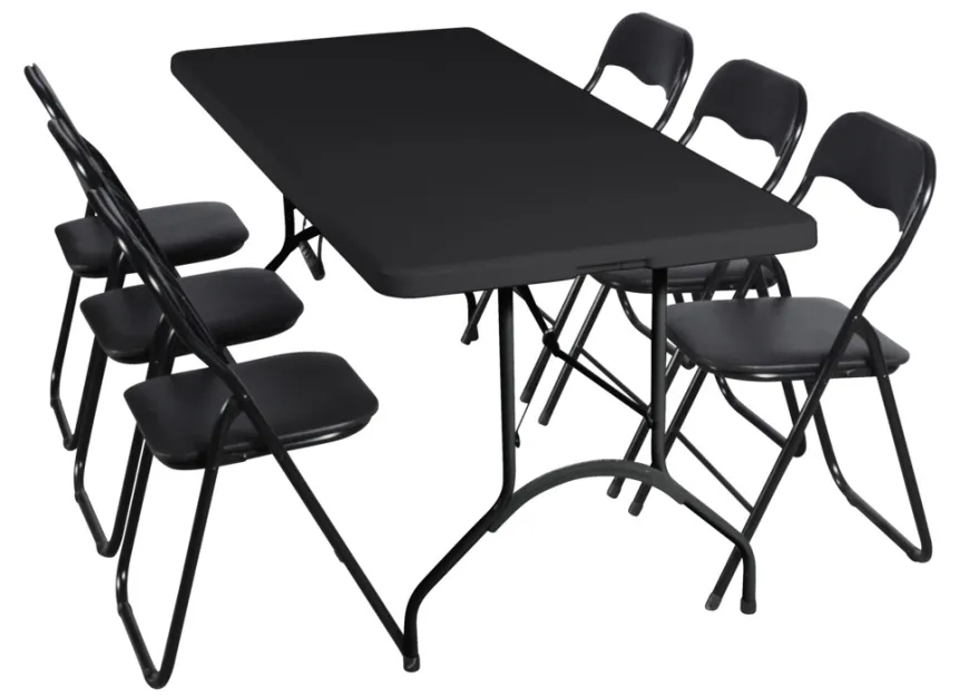 Sammenleggbart bord metall/plast 180 x 75 cm svart