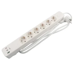 6-stikkontakt schuko m/3 x USB PD65W 1,5 m – Elworks