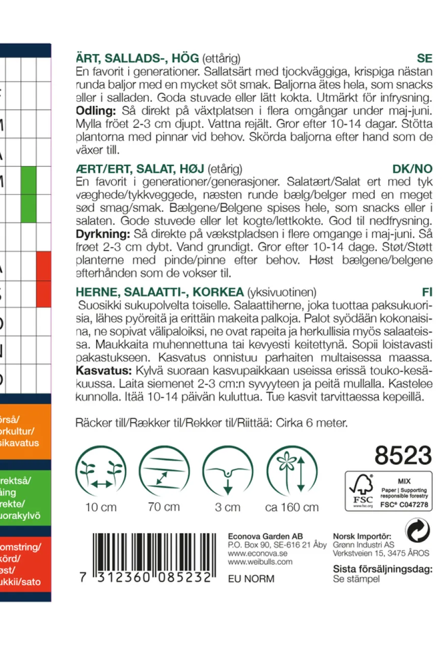 Sukkerert, høy 'Sugar Snap'