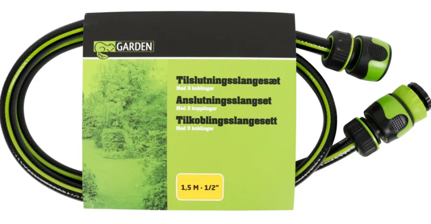 Tilkoblingsslangesett t/slangevogn 1,5 meter - Garden®