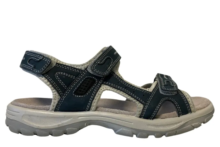 Trekkingsandaler dame i denimfarget skinn str. 39
