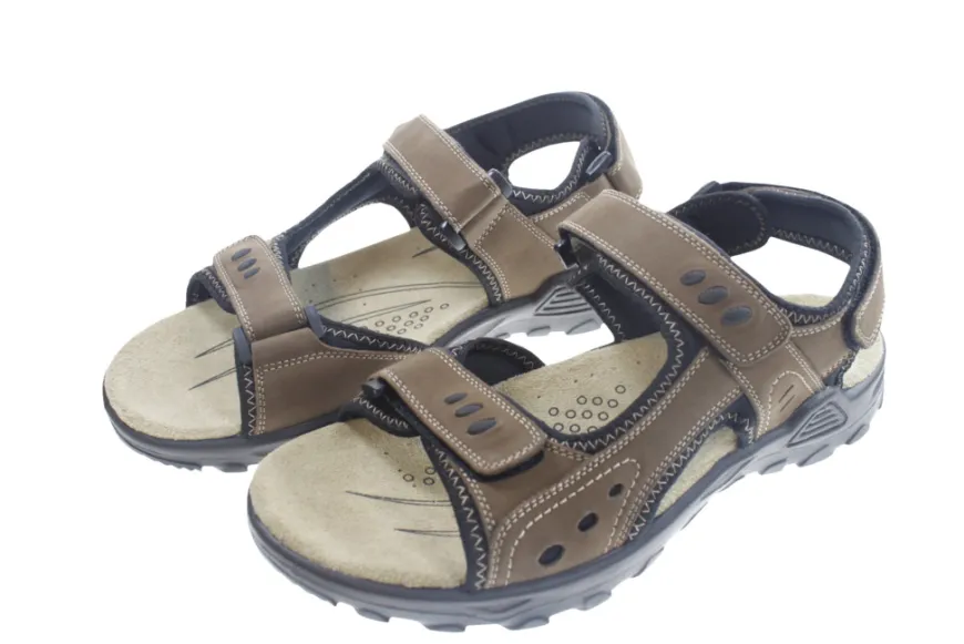 Trekkingsandaler herre brunt skinn str. 42