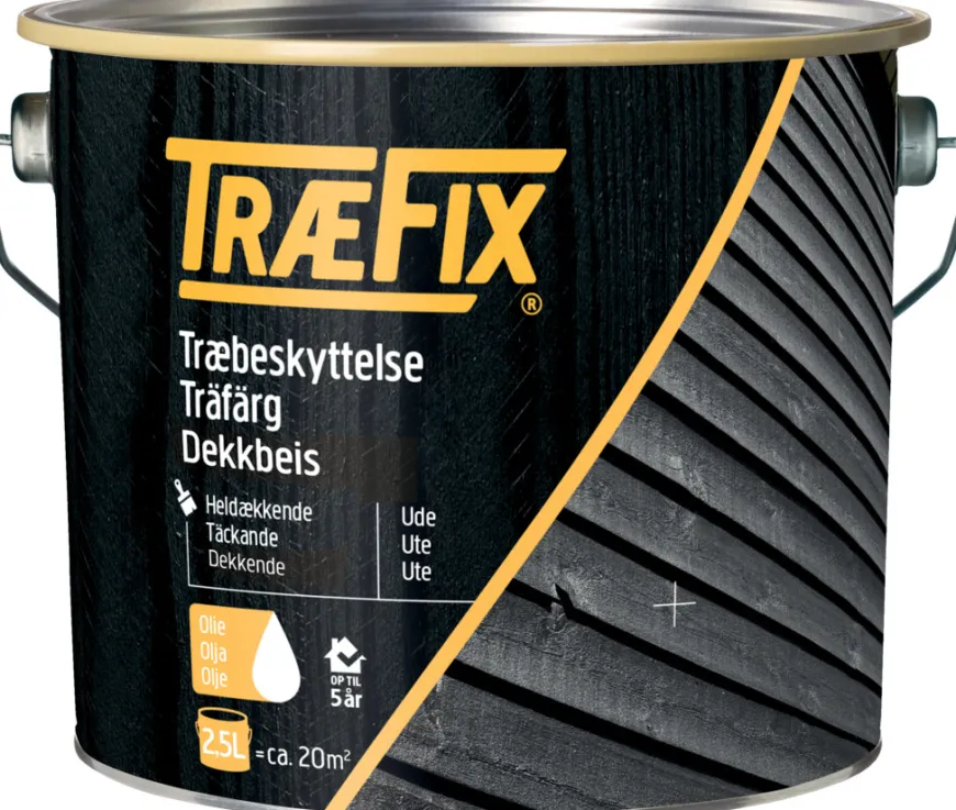 Træfix dekkbeis oljebasert svart 2,5 liter