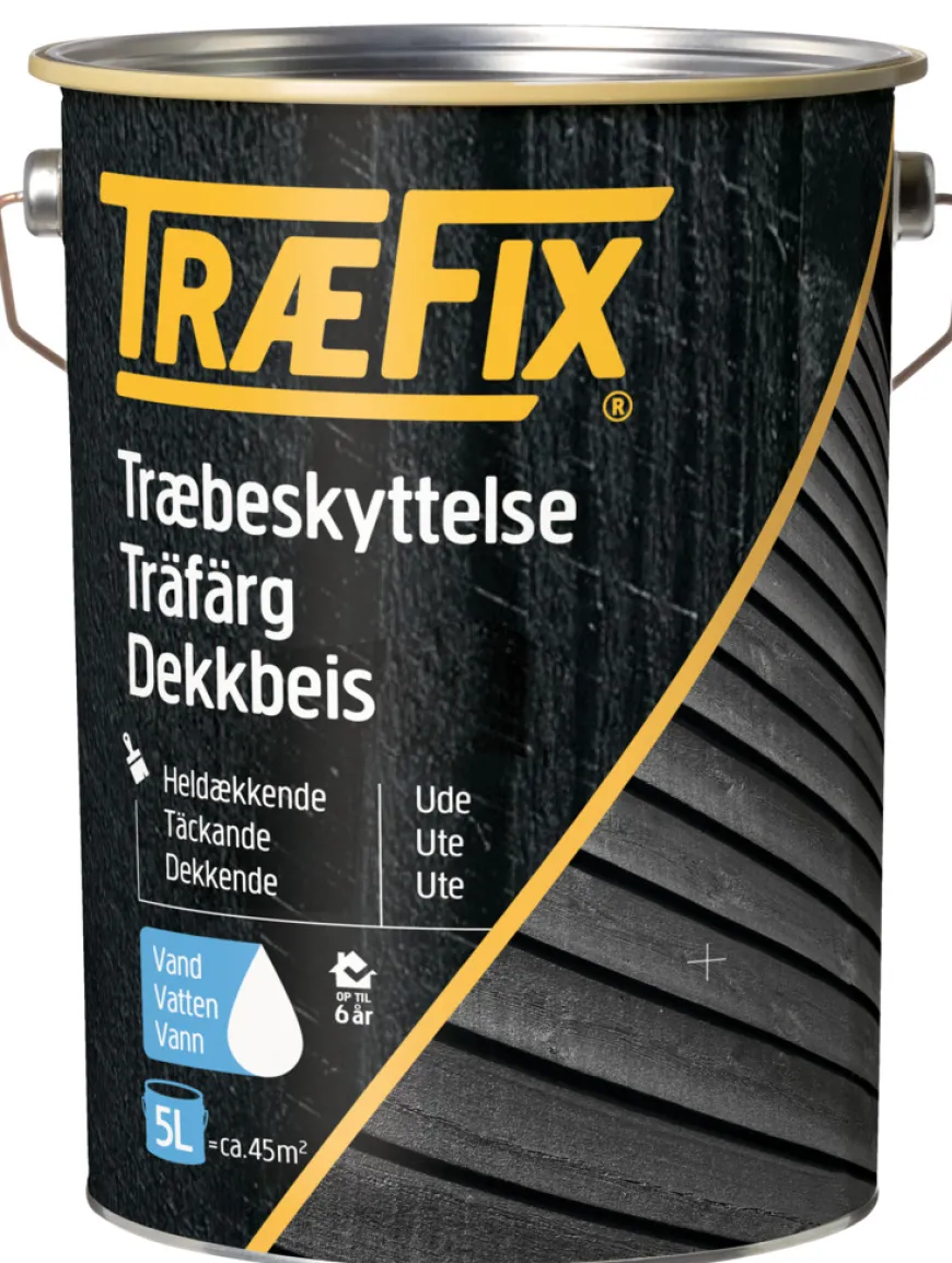 Træfix dekkbeis vannbasert hvit 5 liter