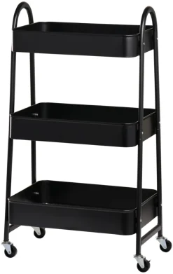 Trillebord med 3 hyller svart 44 x 30 x 79 cm - DAY