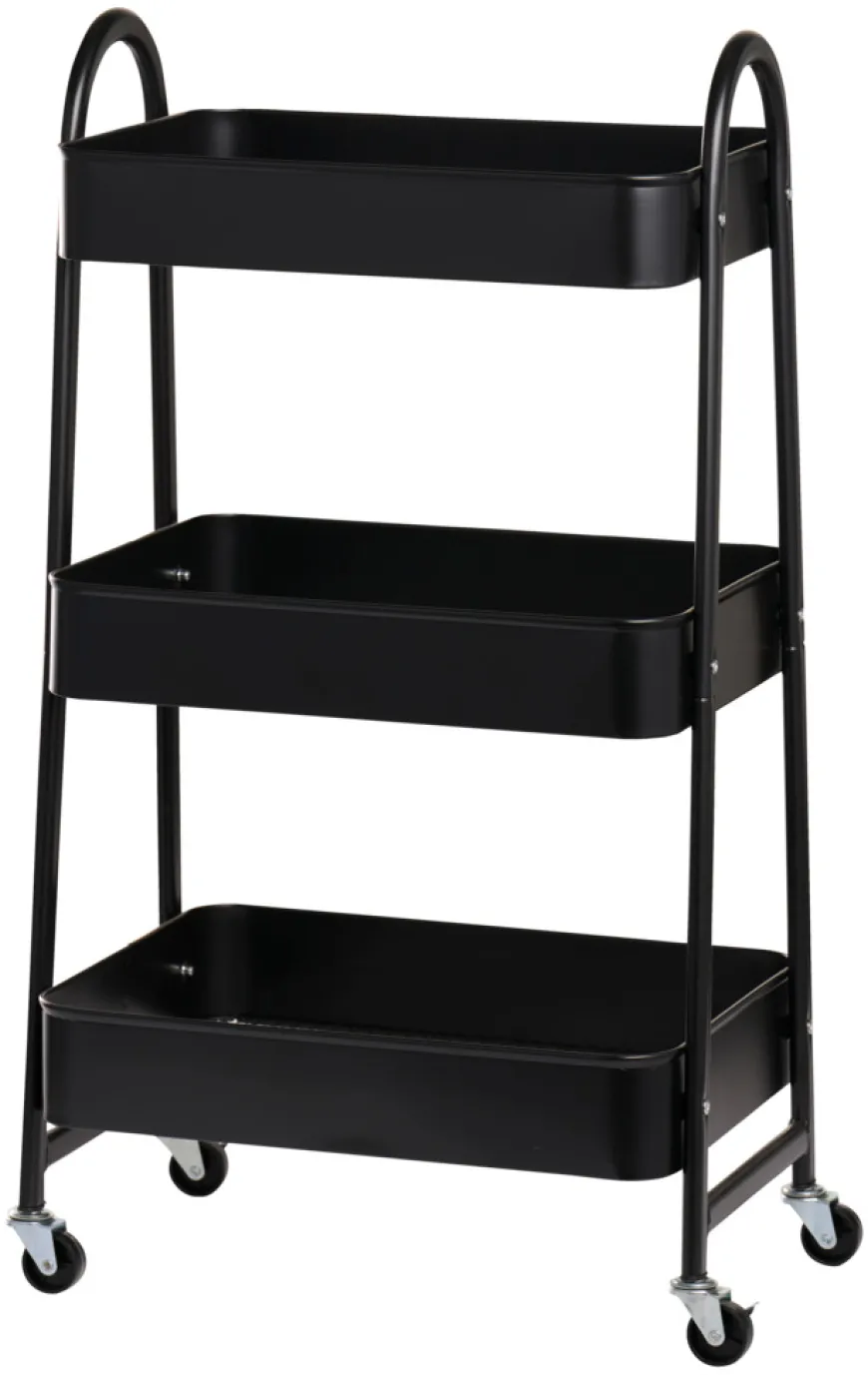 Trillebord med 3 hyller svart 44 x 30 x 79 cm - DAY