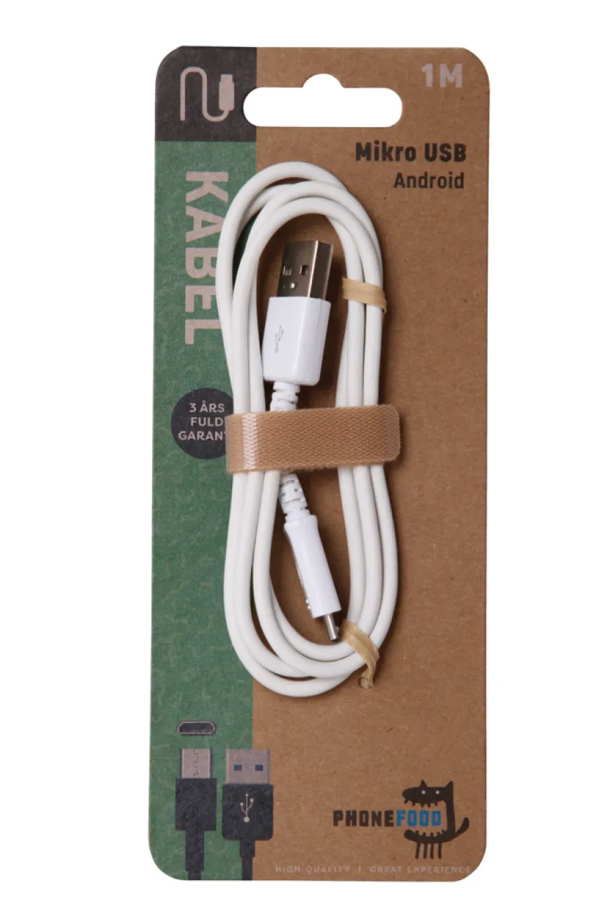 USB-A til og micro USB kabel – 1 meter