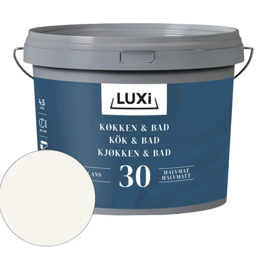 Veggmaling kjøkken/bad mote hvit 4,5 liter - Luxi