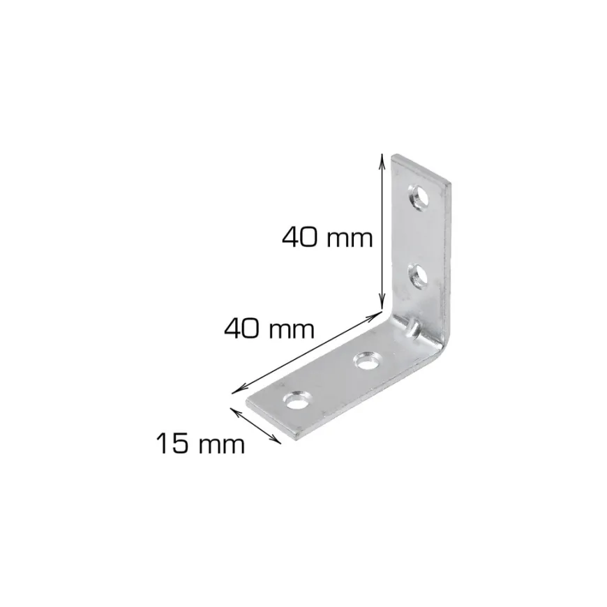 Vinkelbeslag 40 x 40 x 15 mm - 2 stk.