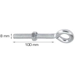 Øyebolt M8 100 mm - 3 stk.